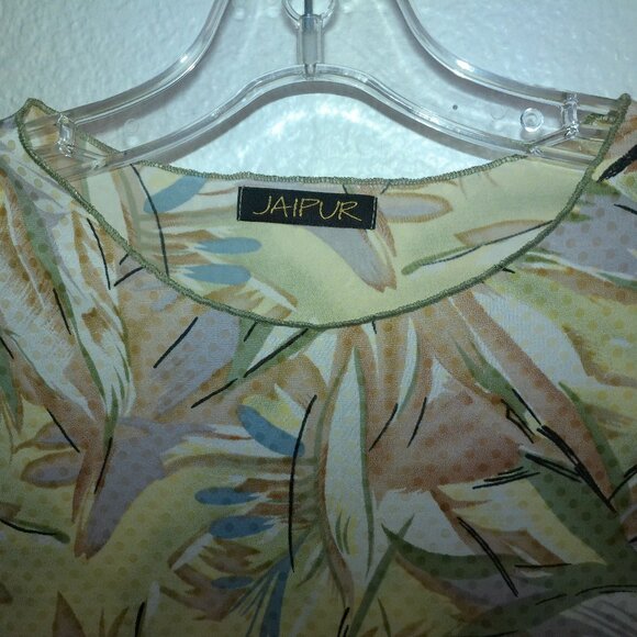 Jaipur, Green tropical leaves tank top, with clear sequins details - Picture 4 of 6